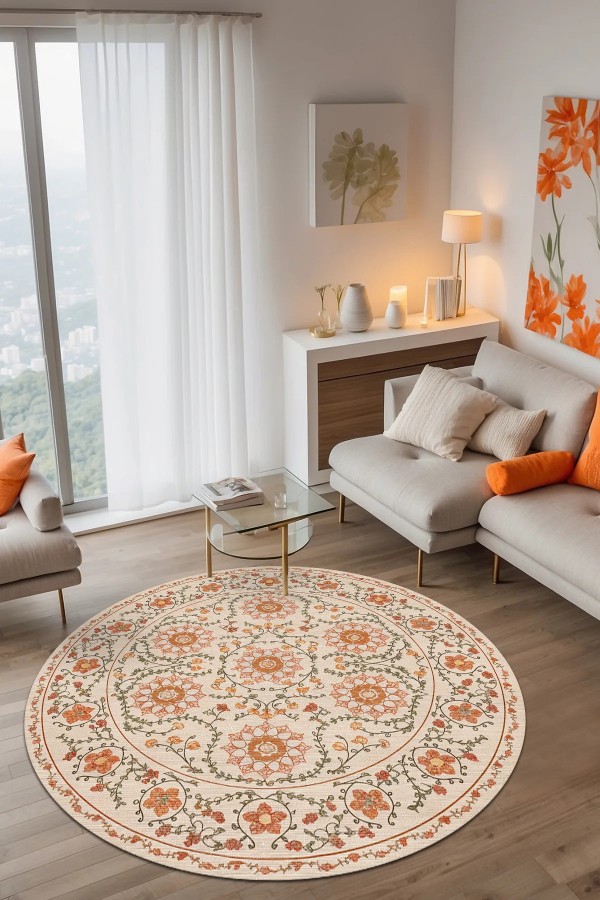 Orena Modern Şönil  Doğal Pamuk Tabanlı Yuvarlak Kaymaz Antibakteriyel Yıkanabilir Salon Halısı Orena Modern Şönil  Doğal Pamuk Tabanlı Yuvarlak Kaymaz Antibakteriyel Yıkanabilir Salon Halısı