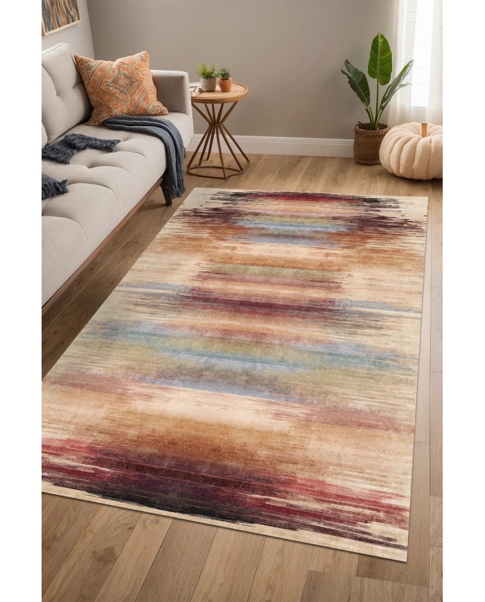 Samada Modern Şönil Pamuk Taban Kaymaz Yıkanabilen Antibakteriyel Salon Halısı