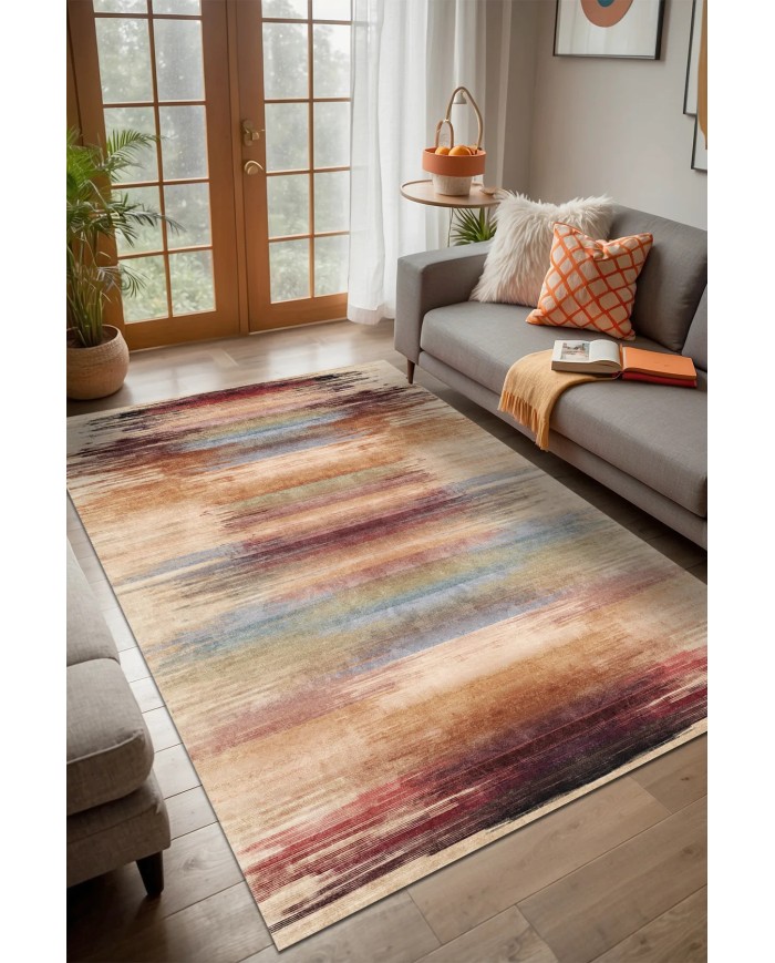 Samada Modern Şönil Pamuk Taban Kaymaz Yıkanabilen Antibakteriyel Salon Halısı