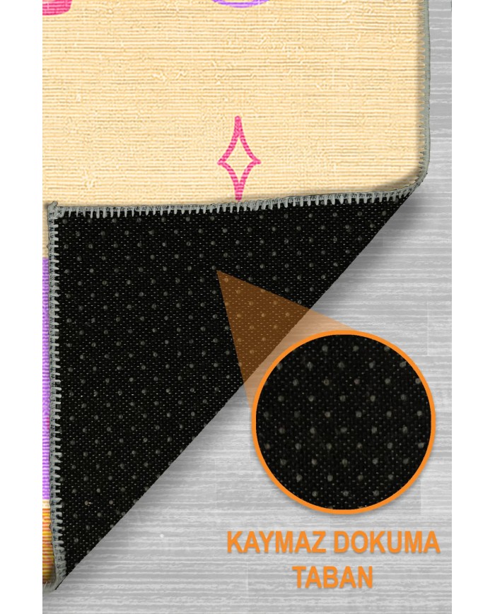 Dande Modern Şönil  Yıkanabilir Antibakteriyel Kaymaz Pamuk Tabanlı Çocuk Halısı