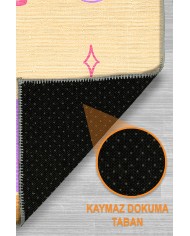 Dande Modern Şönil  Yıkanabilir Antibakteriyel Kaymaz Pamuk Tabanlı Çocuk Halısı