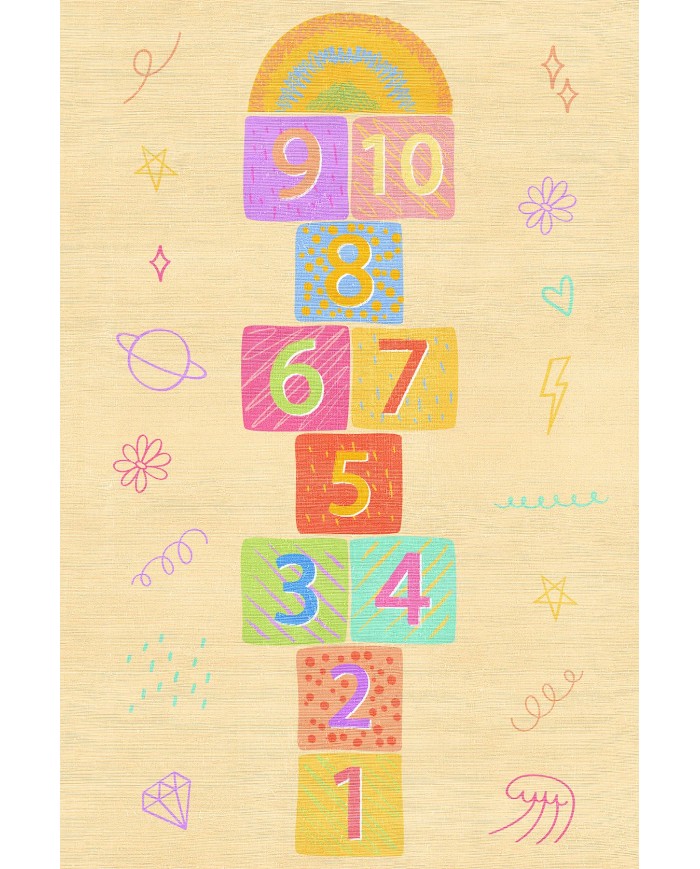 Dande Modern Şönil  Yıkanabilir Antibakteriyel Kaymaz Pamuk Tabanlı Çocuk Halısı