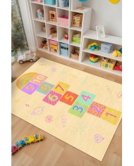 Dande Modern Şönil  Yıkanabilir Antibakteriyel Kaymaz Pamuk Tabanlı Çocuk Halısı