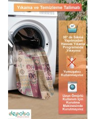Elara Patchwork Şönil Doğal Pamuk Tabanlı Kaymaz Antibakteriyel Yıkanabilir Salon Halısı