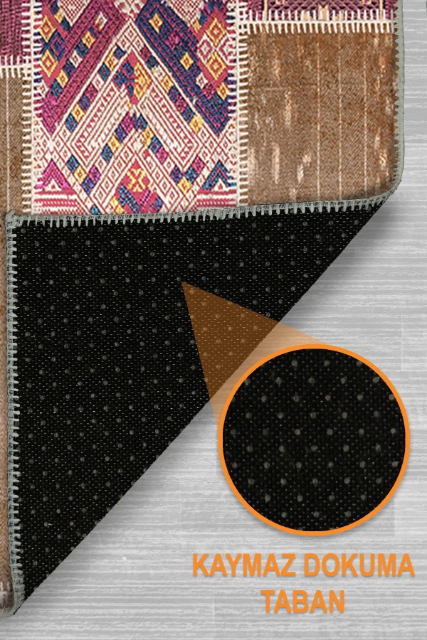 Elara Patchwork Şönil Doğal Pamuk Tabanlı Kaymaz Antibakteriyel Yıkanabilir Salon Halısı Elara Patchwork Şönil Doğal Pamuk Tabanlı Kaymaz Antibakteriyel Yıkanabilir Salon Halısı