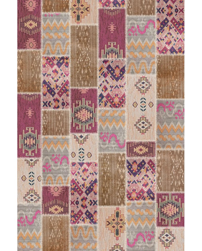 Elara Patchwork Şönil Doğal Pamuk Tabanlı Kaymaz Antibakteriyel Yıkanabilir Salon Halısı