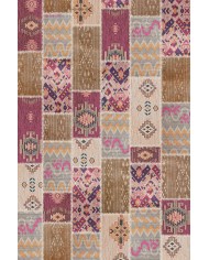 Elara Patchwork Şönil Doğal Pamuk Tabanlı Kaymaz Antibakteriyel Yıkanabilir Salon Halısı