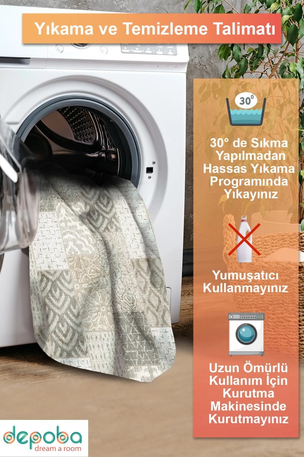 Manel Patchwork Şönil Doğal Pamuk Tabanlı Kaymaz Antibakteriyel Yıkanabilir Salon Halısı Manel Patchwork Şönil Doğal Pamuk Tabanlı Kaymaz Antibakteriyel Yıkanabilir Salon Halısı