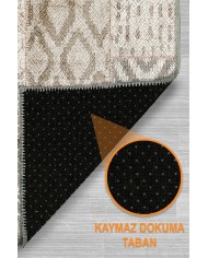 Manel Patchwork Şönil Doğal Pamuk Tabanlı Kaymaz Antibakteriyel Yıkanabilir Salon Halısı