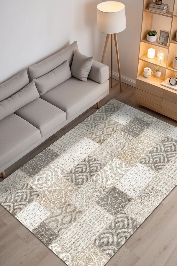 Manel Patchwork Şönil Doğal Pamuk Tabanlı Kaymaz Antibakteriyel Yıkanabilir Salon Halısı Manel Patchwork Şönil Doğal Pamuk Tabanlı Kaymaz Antibakteriyel Yıkanabilir Salon Halısı