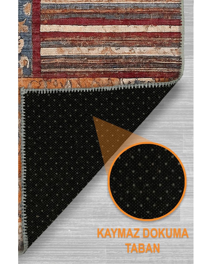 Sera Patchwork Şönil Doğal Pamuk Tabanlı Kaymaz Antibakteriyel Yıkanabilir Yuvarlak Salon Halısı