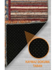 Sera Patchwork Şönil Doğal Pamuk Tabanlı Kaymaz Antibakteriyel Yıkanabilir Yuvarlak Salon Halısı