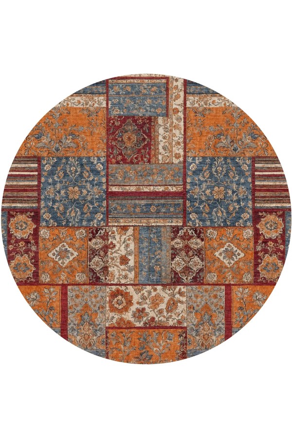 Sera Patchwork Şönil Doğal Pamuk Tabanlı Kaymaz Antibakteriyel Yıkanabilir Yuvarlak Salon Halısı Sera Patchwork Şönil Doğal Pamuk Tabanlı Kaymaz Antibakteriyel Yıkanabilir Yuvarlak Salon Halısı