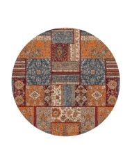 Sera Patchwork Şönil Doğal Pamuk Tabanlı Kaymaz Antibakteriyel Yıkanabilir Yuvarlak Salon Halısı