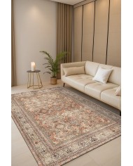 Aneta Şönil Vintage Desenli Pamuk Taban Kaymaz Yıkanabilen Antibakteriyel Salon Halısı