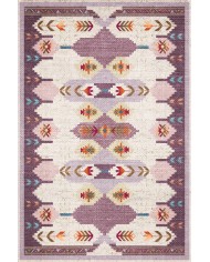 Asera Şönil Vintage Desenli Pamuk Taban Kaymaz Yıkanabilen Antibakteriyel Salon Halısı