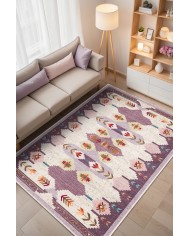 Asera Şönil Vintage Desenli Pamuk Taban Kaymaz Yıkanabilen Antibakteriyel Salon Halısı