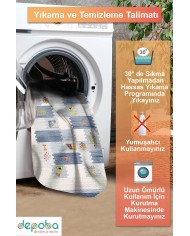 Nera Modern Şönil  Pamuk Taban Kaymaz Yıkanabilen Antibakteriyel Salon Halısı