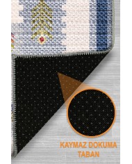 Nera Modern Şönil  Pamuk Taban Kaymaz Yıkanabilen Antibakteriyel Salon Halısı