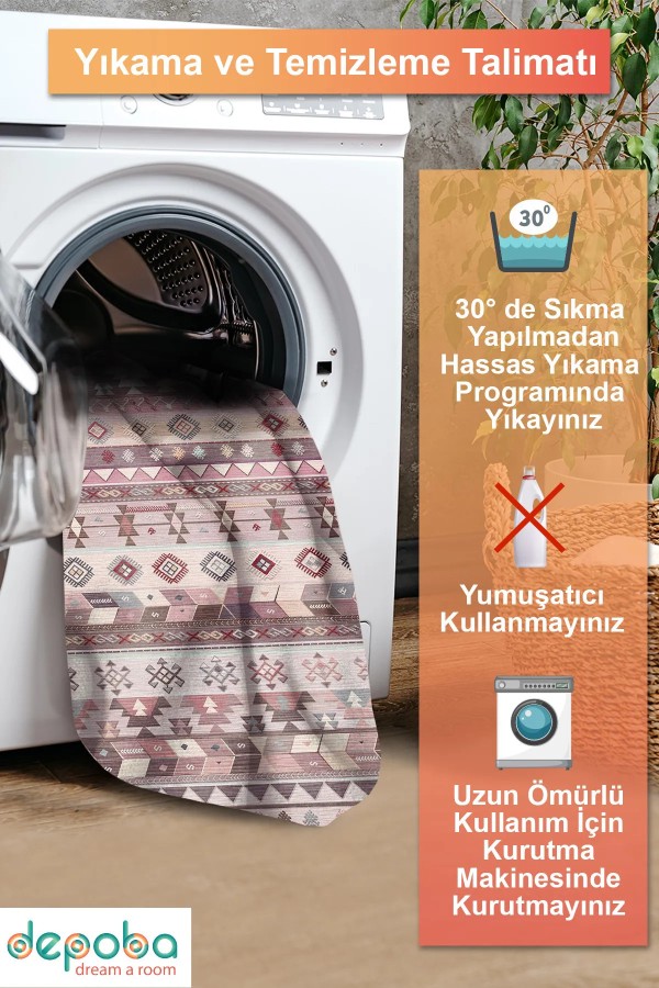Sanes Şönil Kilim Desenli Pamuk Taban Kaymaz Yıkanabilen Antibakteriyel Salon Halısı Sanes Şönil Kilim Desenli Pamuk Taban Kaymaz Yıkanabilen Antibakteriyel Salon Halısı