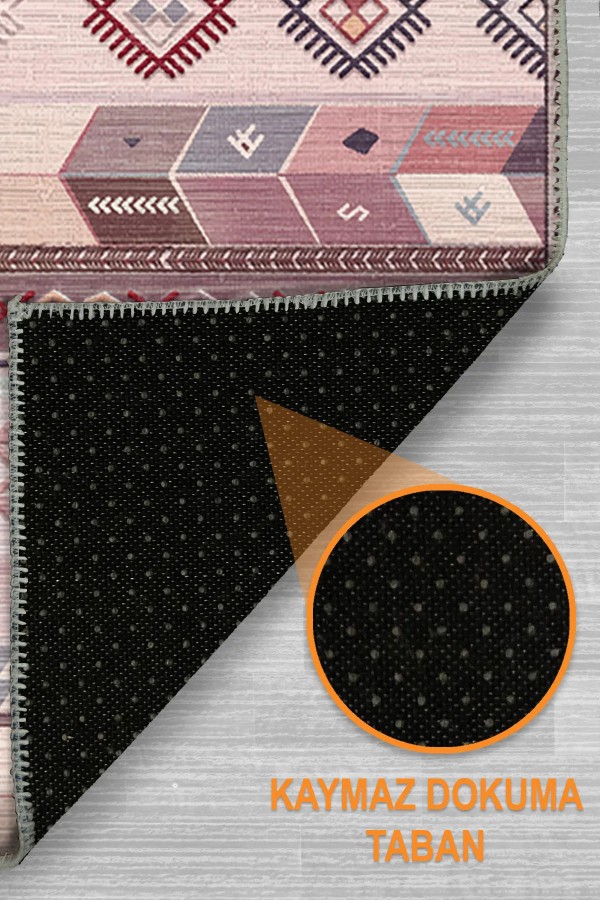 Sanes Şönil Kilim Desenli Pamuk Taban Kaymaz Yıkanabilen Antibakteriyel Salon Halısı Sanes Şönil Kilim Desenli Pamuk Taban Kaymaz Yıkanabilen Antibakteriyel Salon Halısı