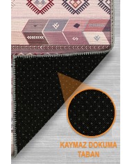 Sanes Şönil Kilim Desenli Pamuk Taban Kaymaz Yıkanabilen Antibakteriyel Salon Halısı