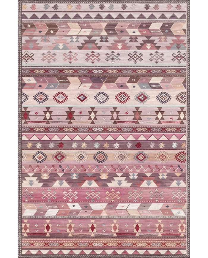 Sanes Şönil Kilim Desenli Pamuk Taban Kaymaz Yıkanabilen Antibakteriyel Salon Halısı