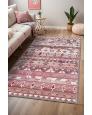 Sanes Şönil Kilim Desenli Pamuk Taban Kaymaz Yıkanabilen Antibakteriyel Salon Halısı
