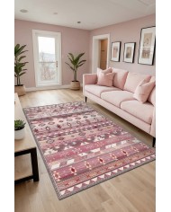 Sanes Şönil Kilim Desenli Pamuk Taban Kaymaz Yıkanabilen Antibakteriyel Salon Halısı