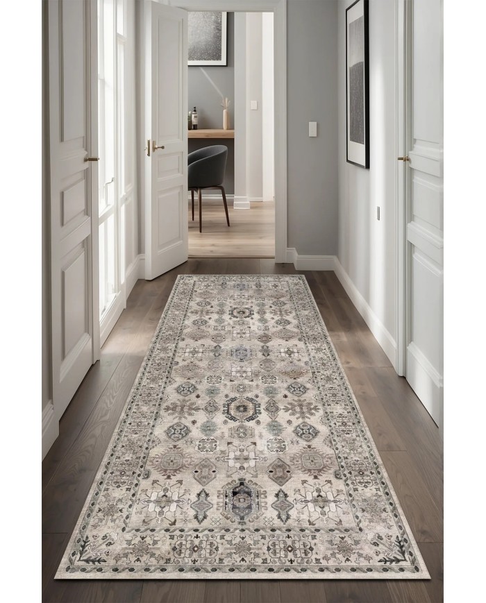 Zeran Modern Şönil  Doğal Pamuk Tabanlı Kaymaz Antibakteriyel Yıkanabilir Çevre Dostu Yolluk