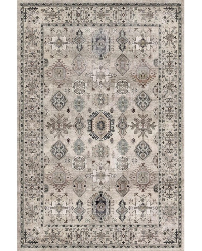 Zeran Şönil Vintage Desenli Pamuk Taban Kaymaz Yıkanabilen Antibakteriyel Salon Halısı