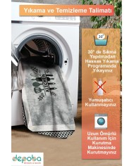 Ravona Modern Şönil  Modern Yıkanabilir Kaymaz Pamuk Tabanlı Antibakteriyel Mutfak Halısı