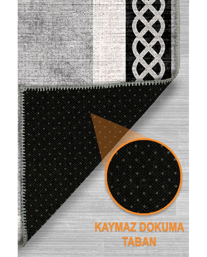 Ravona Modern Şönil  Modern Yıkanabilir Kaymaz Pamuk Tabanlı Antibakteriyel Mutfak Halısı