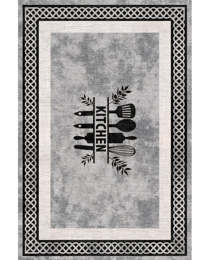 Ravona Modern Şönil  Modern Yıkanabilir Kaymaz Pamuk Tabanlı Antibakteriyel Mutfak Halısı