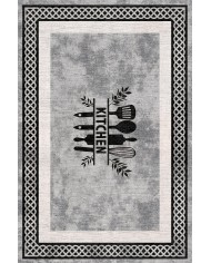 Ravona Modern Şönil  Modern Yıkanabilir Kaymaz Pamuk Tabanlı Antibakteriyel Mutfak Halısı