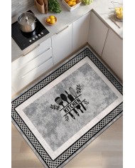 Ravona Modern Şönil  Modern Yıkanabilir Kaymaz Pamuk Tabanlı Antibakteriyel Mutfak Halısı