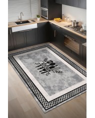 Ravona Modern Şönil  Modern Yıkanabilir Kaymaz Pamuk Tabanlı Antibakteriyel Mutfak Halısı