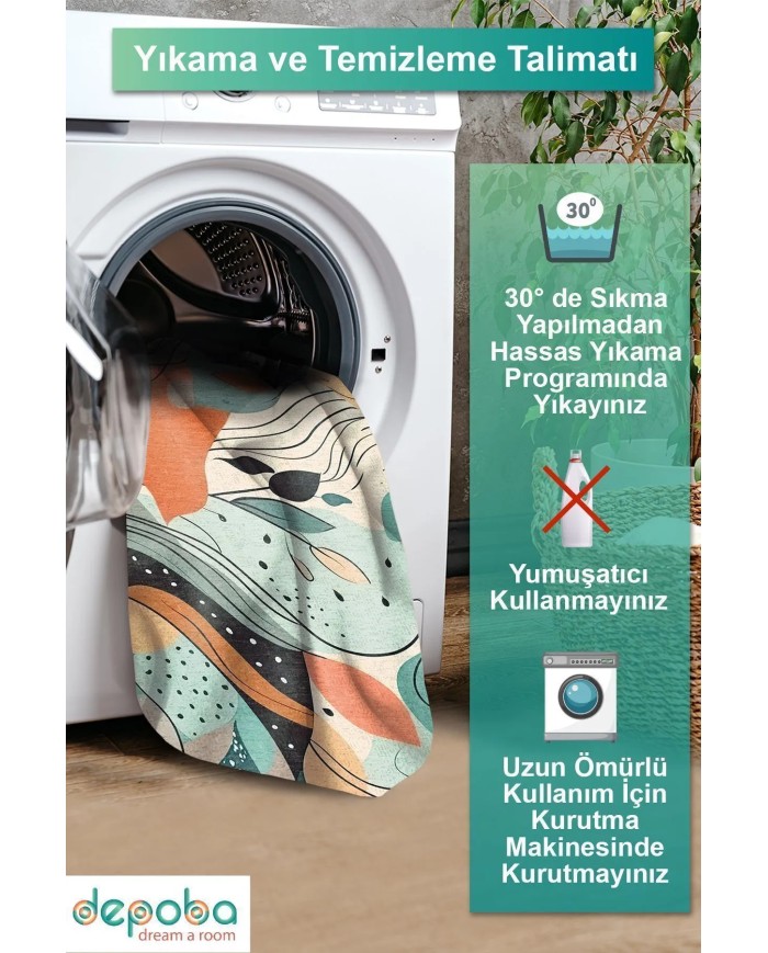 Salem Modern Kadife Yıkanabilir Kaymaz Pamuk Tabanlı Antibakteriyel Yuvarlak Halı