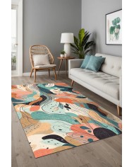 Salem Modern Kadife Yıkanabilir Kaymaz Pamuk Tabanlı Antibakteriyel Salon Halısı