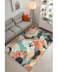 Salem Modern Kadife Yıkanabilir Kaymaz Pamuk Tabanlı Antibakteriyel Salon Halısı