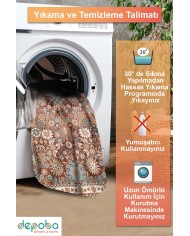 Zanem Şönil Vintage Desenli Pamuk Taban Kaymaz Yıkanabilen Antibakteriyel Salon Halısı