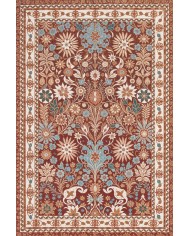 Zanem Şönil Vintage Desenli Pamuk Taban Kaymaz Yıkanabilen Antibakteriyel Salon Halısı