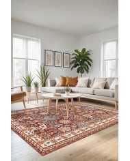 Zanem Şönil Vintage Desenli Pamuk Taban Kaymaz Yıkanabilen Antibakteriyel Salon Halısı