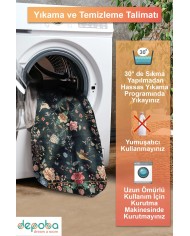 Conten Şönil Çiçek Desenli Pamuk Taban Kaymaz Yıkanabilen Antibakteriyel Salon Halısı