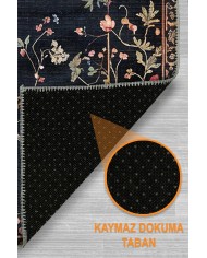 Conten Şönil Çiçek Desenli Pamuk Taban Kaymaz Yıkanabilen Antibakteriyel Salon Halısı