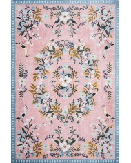 Velda Şönil Çiçek Desenli Pamuk Taban Kaymaz Yıkanabilen Antibakteriyel Salon Halısı