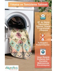 Misyo Şönil Vintage Desenli Pamuk Taban Kaymaz Yıkanabilen Antibakteriyel Salon Halısı