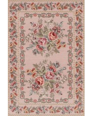 Aurora Şönil Çiçek Desenli Pamuk Taban Kaymaz Yıkanabilen Antibakteriyel Salon Halısı