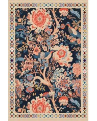 Veman Şönil Çiçek Desenli Pamuk Taban Kaymaz Yıkanabilen Antibakteriyel Salon Halısı