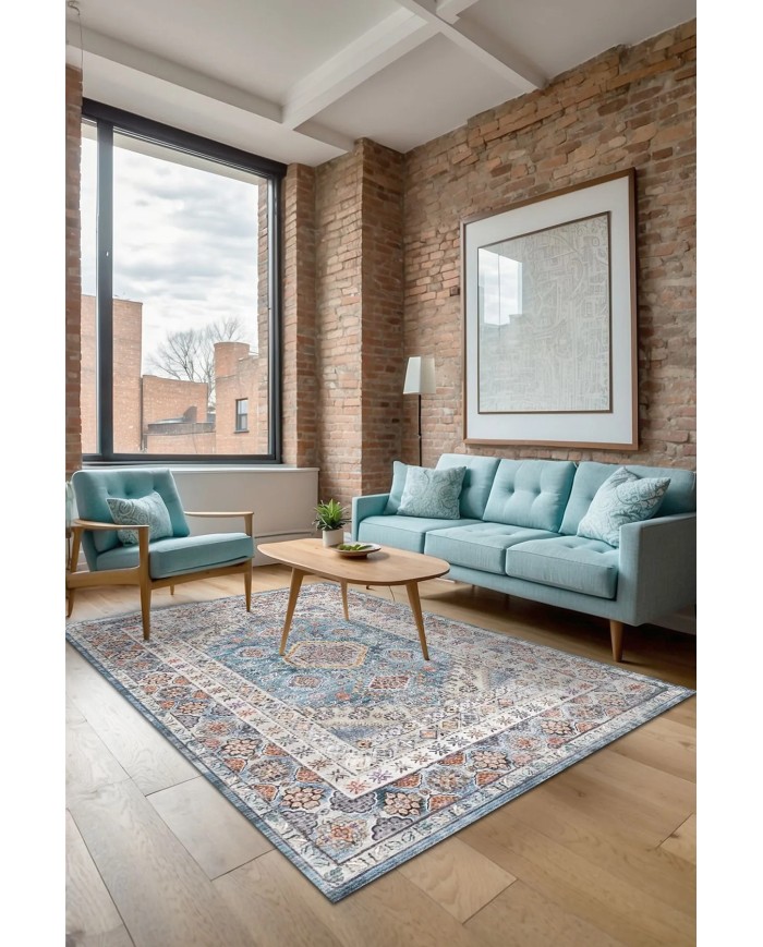 Aysa Vintage Şönil Doğal Pamuk Tabanlı Kaymaz Antibakteriyel Yıkanabilir Çevre Dostu Salon Halısı